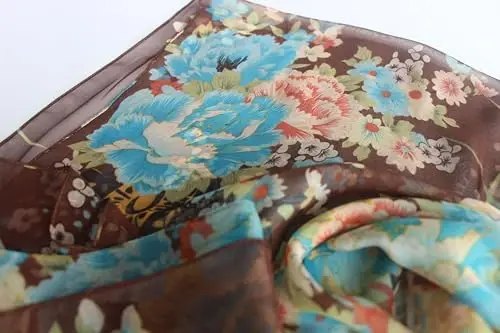 Pokeedioty Scarfs for Women Lightweight Fashion Scarves Elegant Floral Pattern Sheer Scarfs - 4