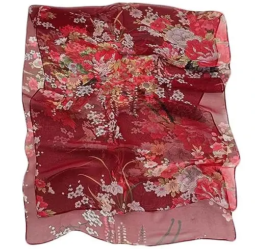 Pokeedioty Scarfs for Women Lightweight Fashion Scarves Elegant Floral Pattern Sheer Scarfs - 2