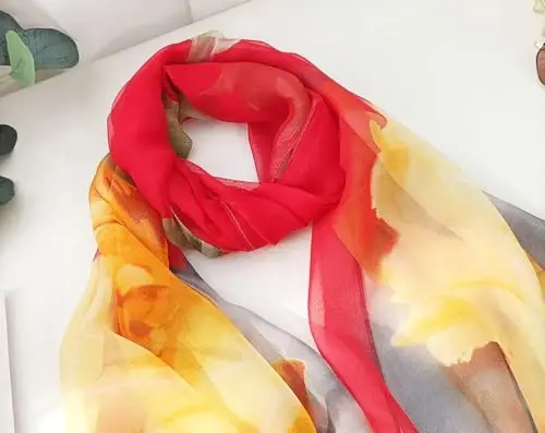 Pokeedioty Scarfs for Women Lightweight Fashion Scarves Elegant Floral Pattern Sheer Scarfs - 2