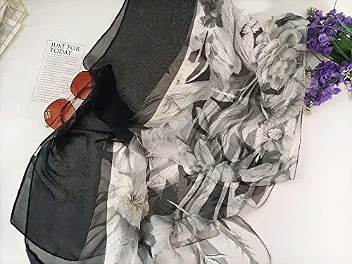 Pokeedioty Scarfs for Women Lightweight Fashion Scarves Elegant Floral Pattern Sheer Scarfs - Pokeedioty (1)