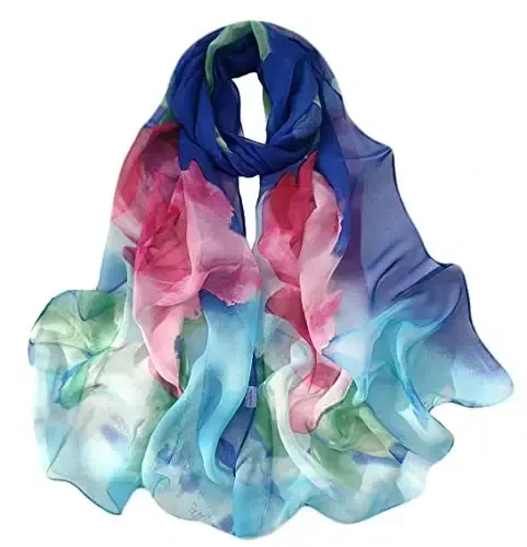 Pokeedioty Scarfs for Women Lightweight Fashion Sharflar Elegant Floral Pattern Sheer Sharflar - 1