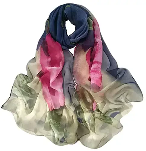 Pokeedioty Scarfs for Women Lightweight Fashion Sharflar Elegant Floral Pattern Sheer Sharflar 