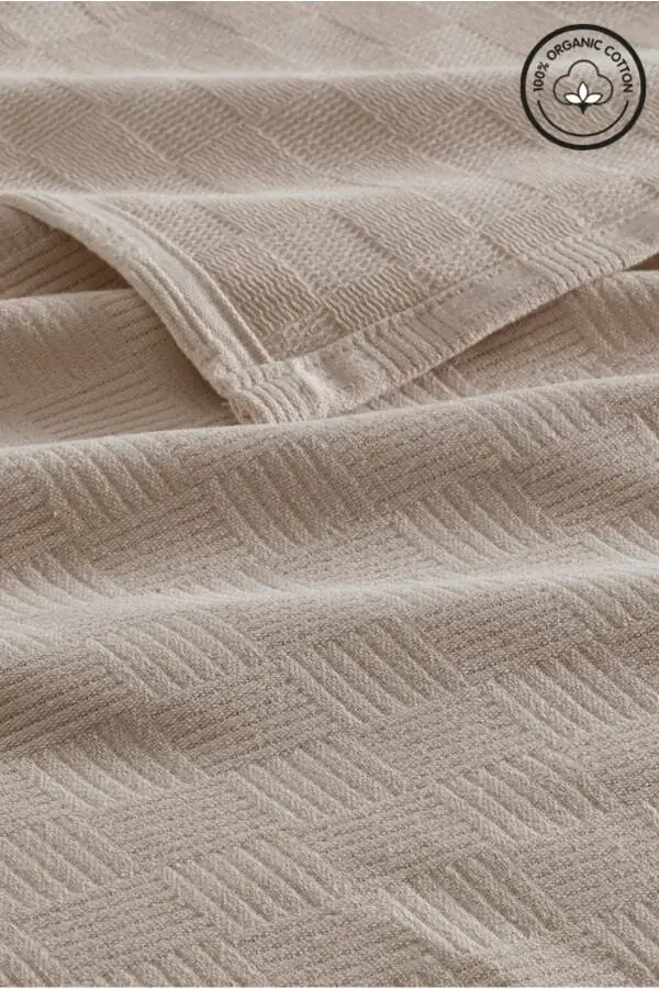 Покрывало для одной кровати 100% хлопок с мелким клетчатым рисунком, отельный стиль, роскошное покрывало, белый - 5