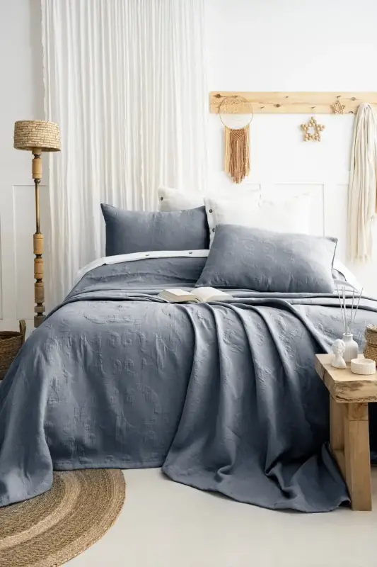 Покрывало двуспальное Şaheser Home Collection Julia Синее - 1