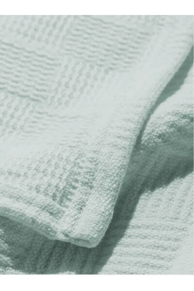 Покрывало односпальное 100% хлопок с мелким клетчатым узором, отельный тип, роскошное покрывало, белое - VESSİNOHOME