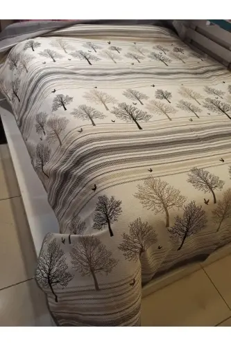 Покрывало односпальное с рисунком Дерева Жизни 150x240 см. - Серый - 6