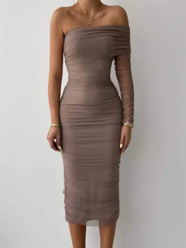 Polack One Shoulder Tulle Dress - BÜYÜKBEDENIZ (1)