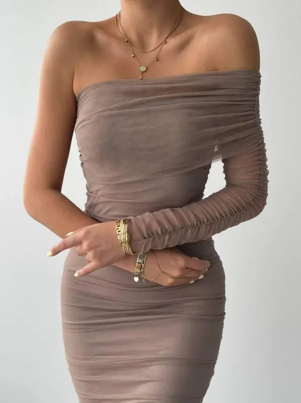 Polack One Shoulder Tulle Dress - 5