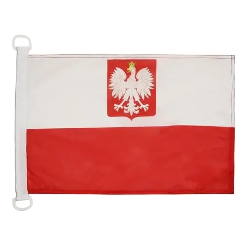 Poland with eagle NAUTICAL Flag 18'' x 12'' - Polish coat of arms flags 30 x 45 cm. - Banner 12x18 in for boat - AZ FLAG - AZ FLAG