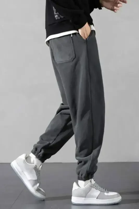 Polar Fleece Oversize Anthracite Men's Sweatpants-Anthracite - 4