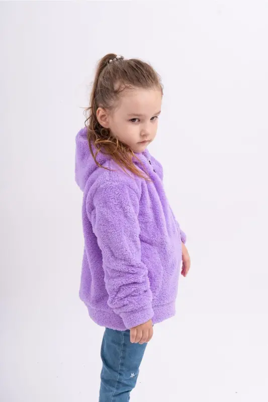 Polar Velsoft Plush Yosh Bolalar Qizi uchun Kaputli Cho'ntakli Ko'ylagi - 2