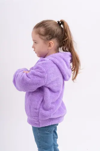 Polar Velsoft Plush Yosh Bolalar Qizi uchun Kaputli Cho'ntakli Ko'ylagi - 3