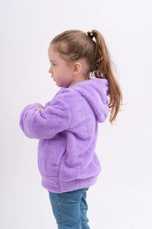 Polar Velsoft Plush Yosh Bolalar Qizi uchun Kaputli Cho'ntakli Ko'ylagi - 3