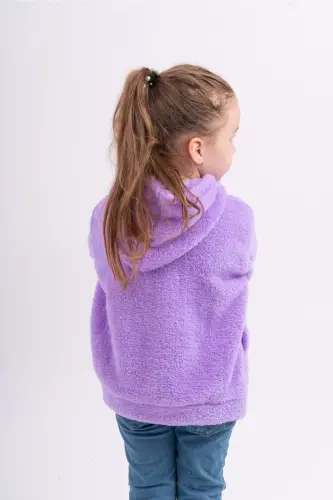 Polar Velsoft Plush Yosh Bolalar Qizi uchun Kaputli Cho'ntakli Ko'ylagi - 1