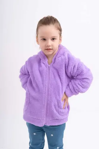Polar Velsoft Plush Yosh Bolalar Qizi uchun Kaputli Cho'ntakli Ko'ylagi - 4