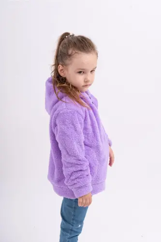 Polar Welsoft Plush Young Girl Hooded Pocket Jacket - 2