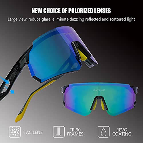 Polarized Sports Bike Glasses/Photochromic Cycling Glasses, UV400 Protection Clear Unisex Lens for Baseball Mountain - 2