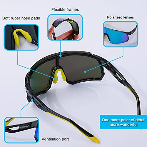 Polarized Sports Bike Glasses/Photochromic Cycling Glasses, UV400 Protection Clear Unisex Lens for Baseball Mountain - 4