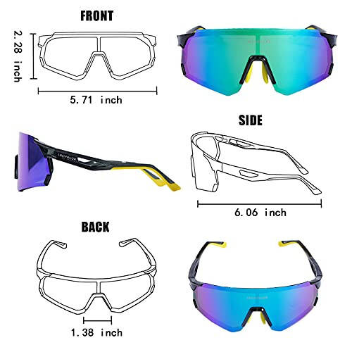 Polarized Sports Bike Glasses/Photochromic Cycling Glasses, UV400 Protection Clear Unisex Lens for Baseball Mountain - 5