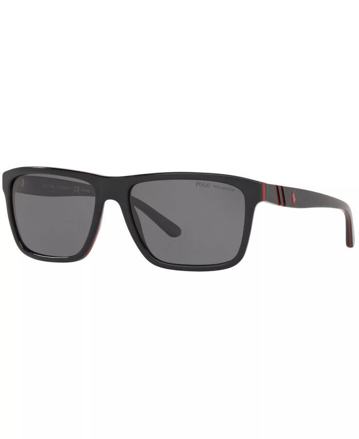 Polarized Sunglasses, PH4153 58 BLACK/RED/BLACK/POLAR DARK GREY - 1