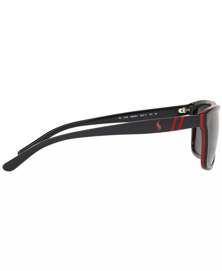 Polarized Sunglasses, PH4153 58 BLACK/RED/BLACK/POLAR DARK GREY - 4