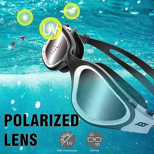 POLARS DESIGN Suzish ko'zoynaklari, Polarizatsiyalangan suzish ko'zoynaklari Kattalar uchun tumanlashga qarshi erkaklar ayollar - 3
