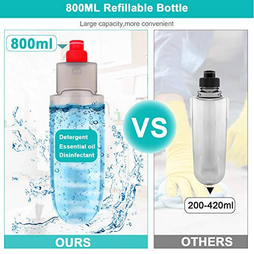 Polda tozalash uchun purkagichli mop 3 dona yuviladigan yostiq bilan - oshxona yog'och pol laminat keramik plitkali pol changini tozalash uchun 800 ml to'ldiriladigan shishali nam quruq mikrofiber mop - 2