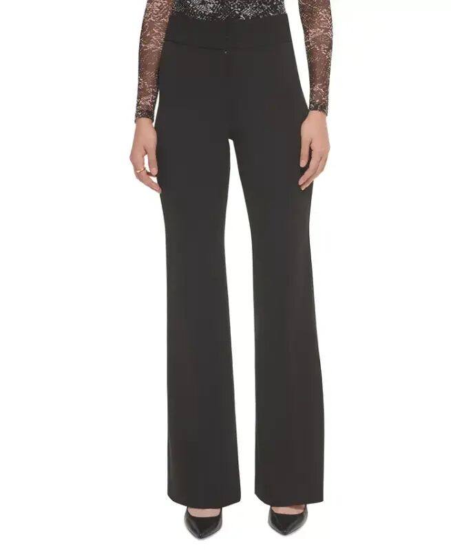 Polished High Waist Wide Leg Trousers - DKNY