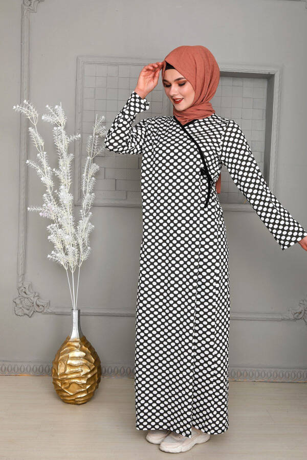 Polka Dot Abaya Dress, Summer Prayer Dress, Breathable Prayer Outfit, Ferace - 3