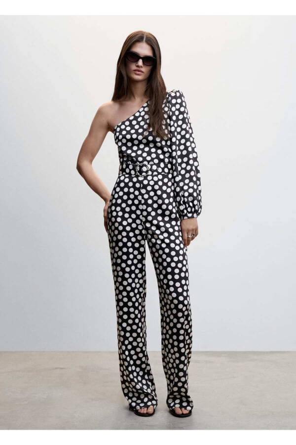 Polka Dot Asymmetric Jumpsuit - 2