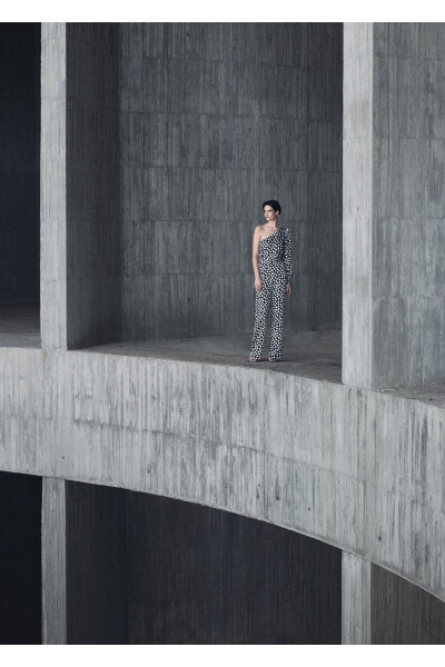 Polka Dot Asymmetric Jumpsuit - 5