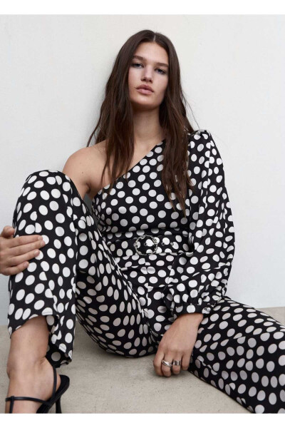 Polka Dot Asymmetric Jumpsuit - 8