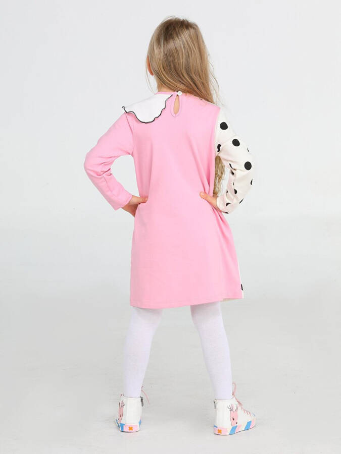 Polka Dot Asymmetrical Ruffled Girls Dress - 3