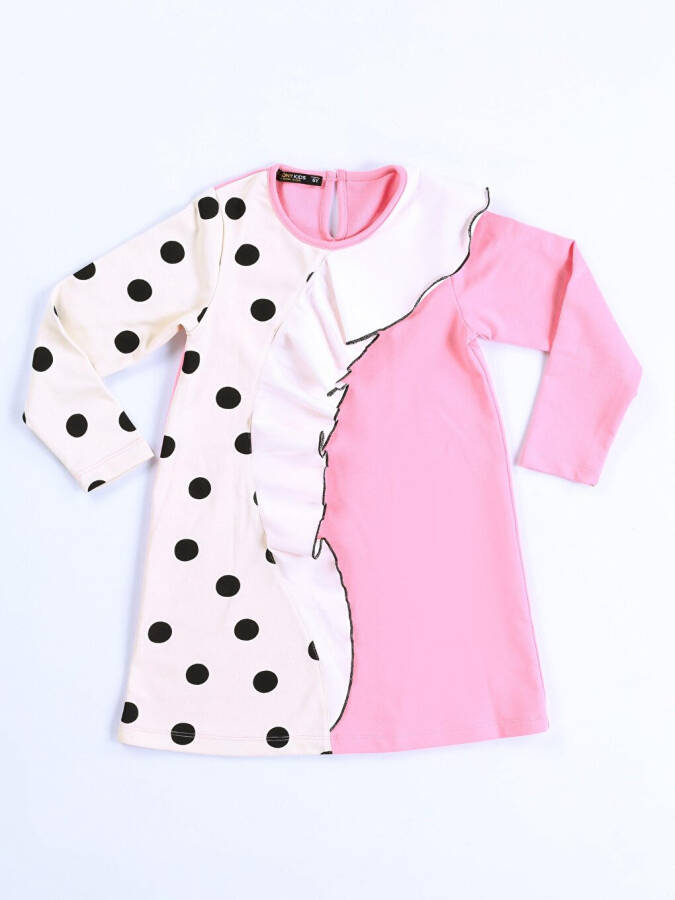 Polka Dot Asymmetrical Ruffled Girls Dress - 9