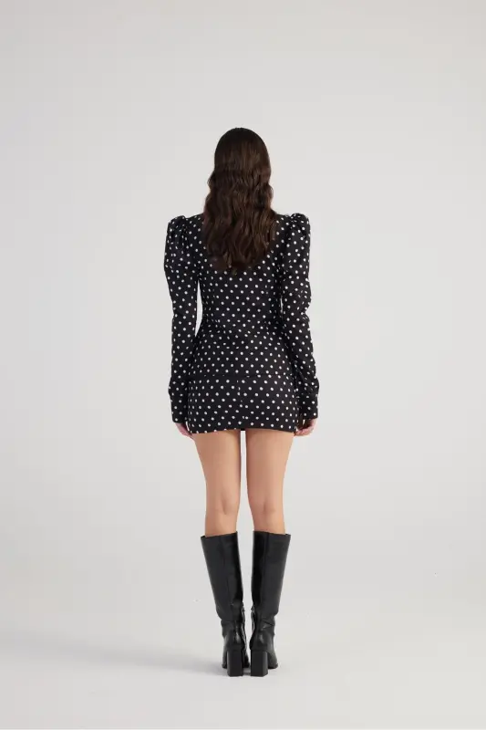 Polka Dot Mini Wilma Skirt Black - 4