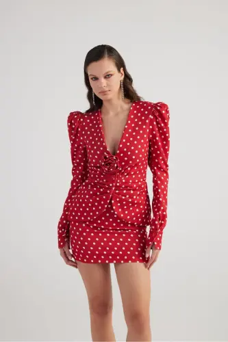 Polka Dot Mini Wilma Skirt Red - 3