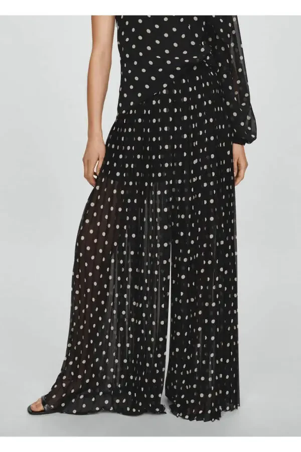 Polka Dot Pleated Pants - 1
