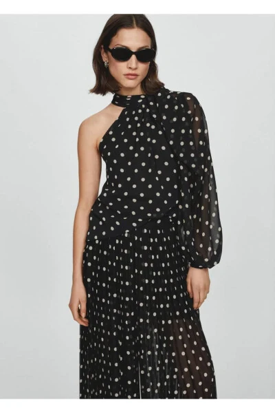 Polka Dot Pleated Pants - 6