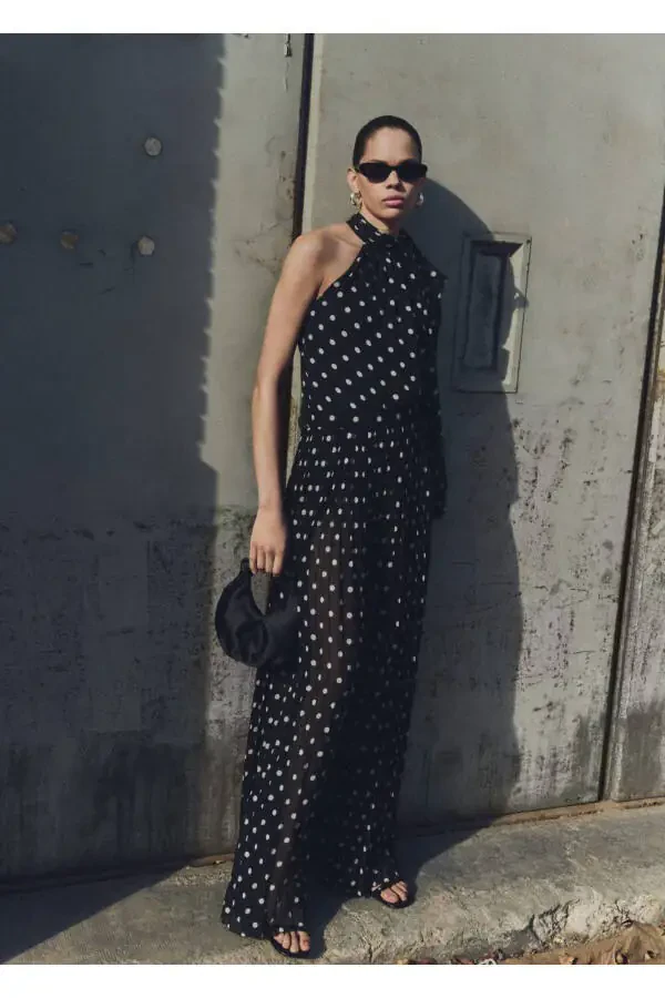 Polka Dot Pleated Pants - 7