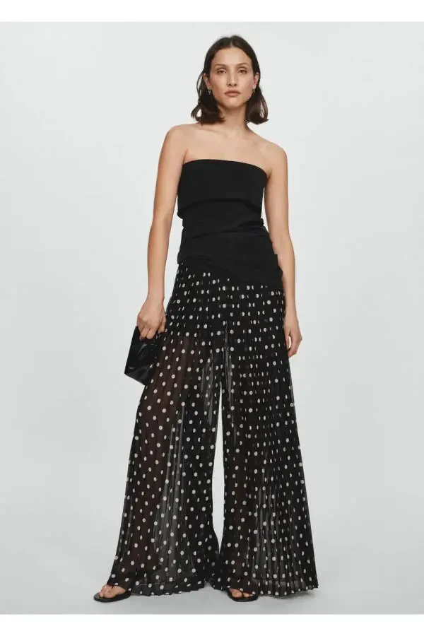 Polka Dot Pleated Pants - 8