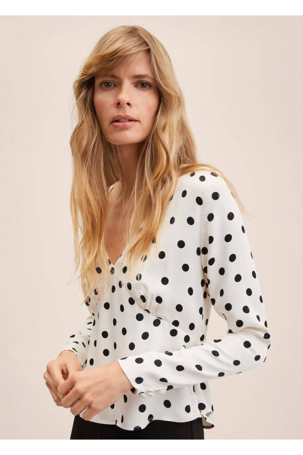 Polka Dot Satin Blouse - 5