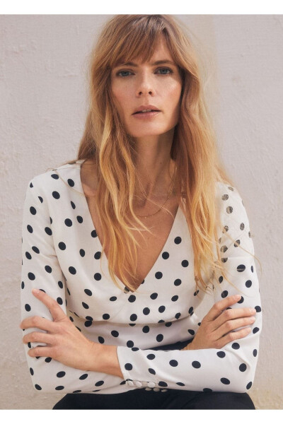 Polka Dot Satin Blouse - 7