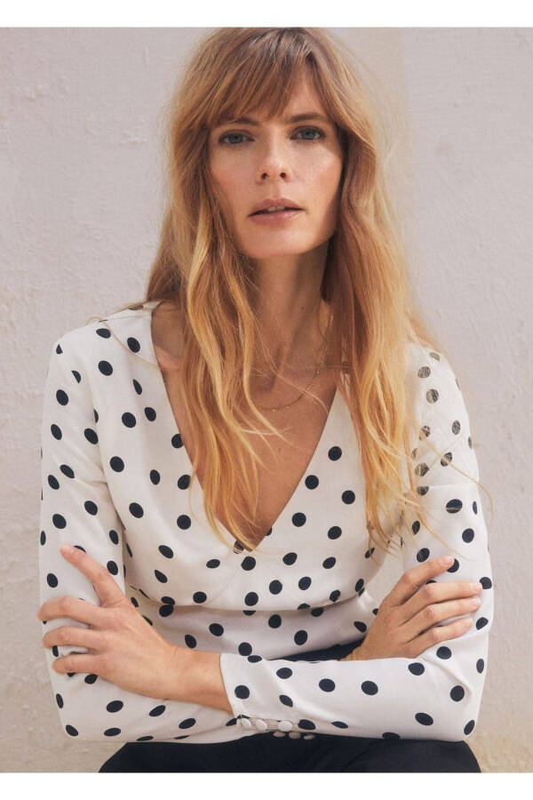 Polka Dot Satin Blouse - 7