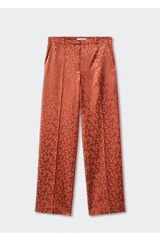 Polka Dot Satin Pants-Burnt Orange - 3