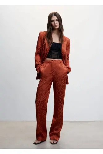 Polka Dot Satin Pants-Burnt Orange - 10