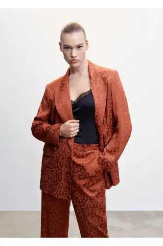 Polka Dot Satin Pants-Burnt Orange - 15