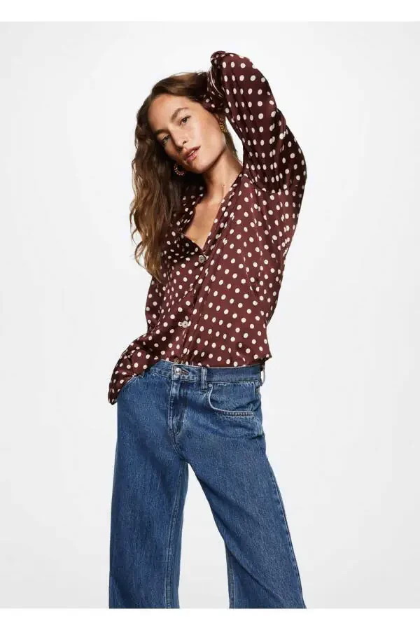 Polka Dot Satin Shirt - 1