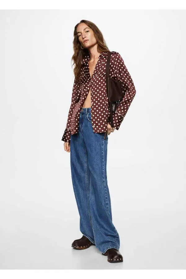 Polka Dot Satin Shirt - 2