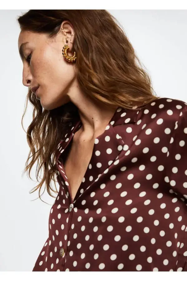 Polka Dot Satin Shirt - 8