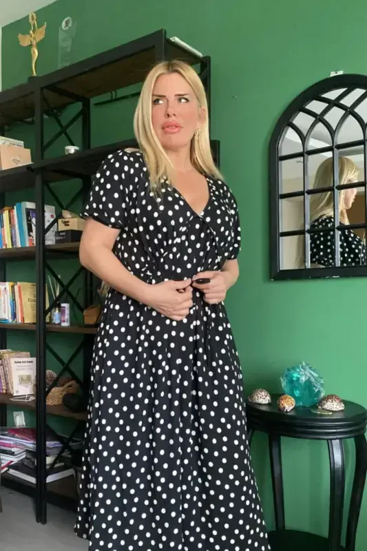Polka Dot Spandex Plus Size Maxi Dress - 2